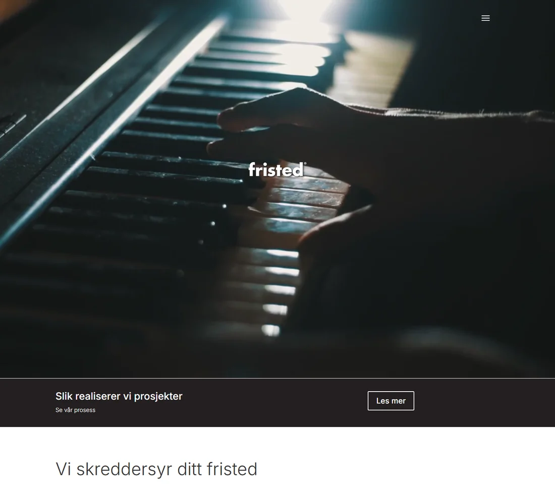 Skjermbilde fra Fristed Arkitekter – forsiden