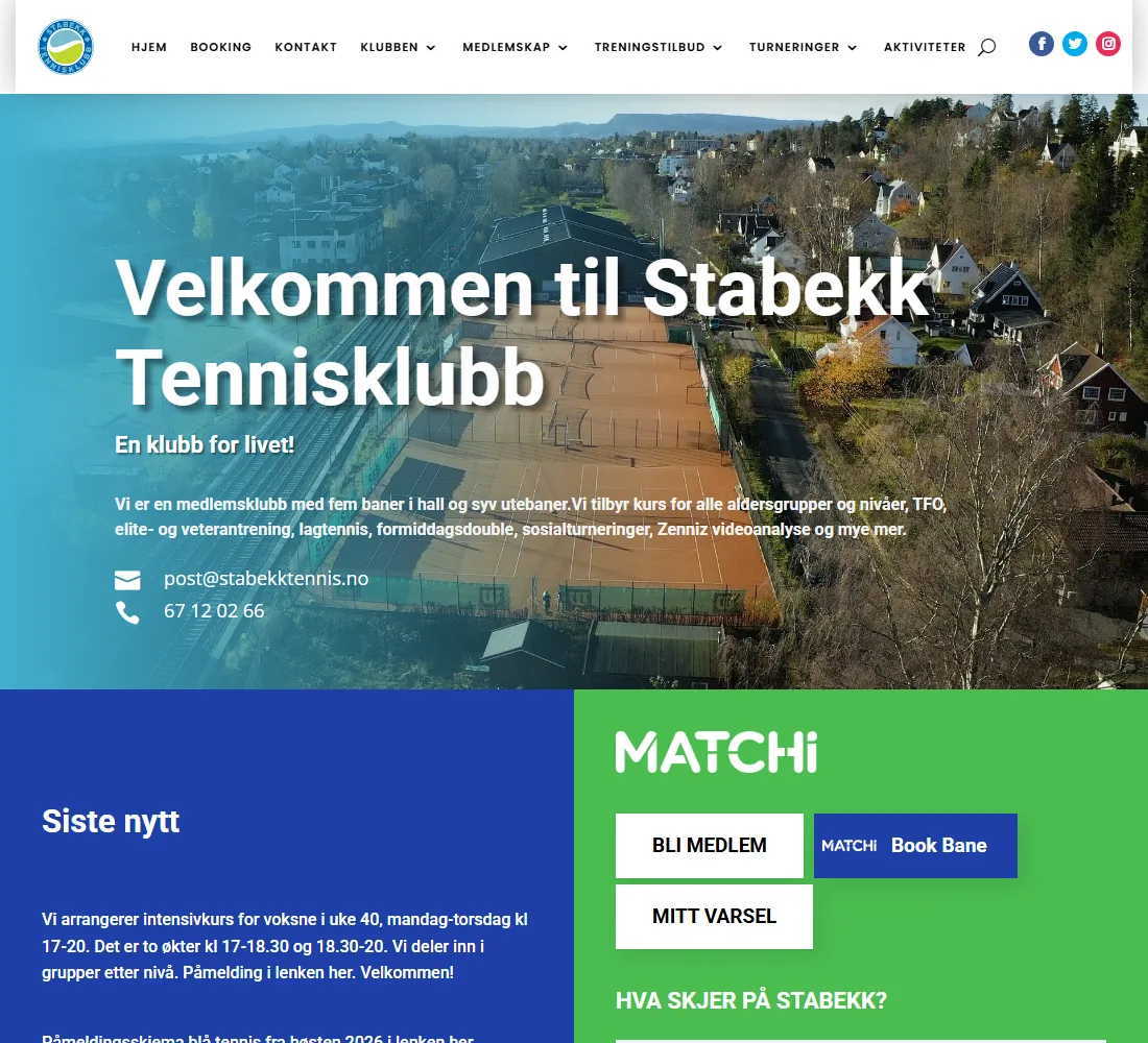 Forsiden til Stabekk Tennisklubb